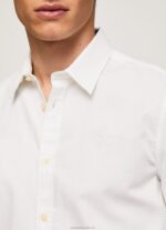 Men White Pepe Jeans Limerick Slim Fit Shirt 60J401024 - Image 3