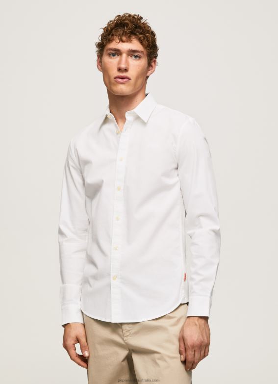men_white_pepe_jeans_limerick_slim_fit_shirt_60j401024.jpg Men White Pepe Jeans Limerick Slim Fit Shirt 60J401024 - Image 1