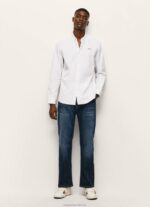 Men White Pepe Jeans Lisselton Striped Dobby Shirt 60J401064 - Image 2
