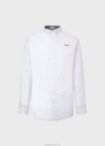 Men White Pepe Jeans Lisselton Striped Dobby Shirt 60J401064 - Image 5