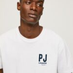 Men White Pepe Jeans Logo Print T-Shirt 60J40953