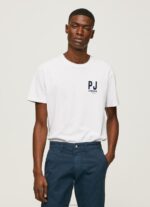 Men White Pepe Jeans Logo Print T-Shirt 60J40953 - Image 3