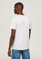 Men White Pepe Jeans Logo Print T-Shirt 60J40970 - Image 4