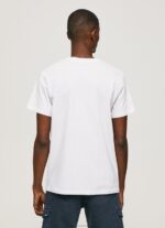 Men White Pepe Jeans Logo Print T-Shirt 60J40974 - Image 4