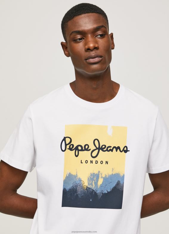 men_white_pepe_jeans_logo_print_t_shirt_60j40974.jpg Men White Pepe Jeans Logo Print T-Shirt 60J40974 - Image 1