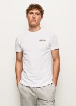 Men White Pepe Jeans Logo Print T-Shirt 60J40978 - Image 3