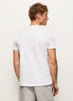 Men White Pepe Jeans Logo Print T-Shirt 60J40978 - Image 4