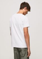 Men White Pepe Jeans Logo Print T-Shirt 60J40982 - Image 4