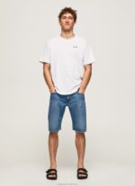 Men White Pepe Jeans Logo Print T-Shirt 60J40997 - Image 2