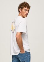 Men White Pepe Jeans Logo Print T-Shirt 60J40997 - Image 4