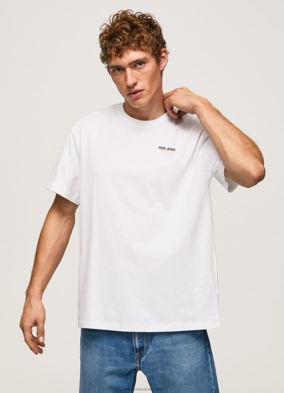 men_white_pepe_jeans_logo_print_t_shirt_60j40997.jpg Men White Pepe Jeans Logo Print T-Shirt 60J40997 - Image 1