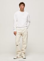 Men White Pepe Jeans Logo Printed Cotton Sweatshirt 60J40897 - Image 2
