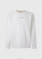 Men White Pepe Jeans Logo Printed Cotton Sweatshirt 60J40897 - Image 5