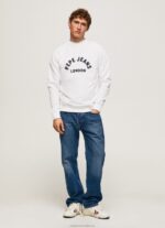 Men White Pepe Jeans Logo Printed Sweatshirt 60J40901 - Image 2