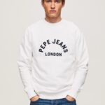 Men White Pepe Jeans Logo Printed Sweatshirt 60J40901