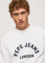Men White Pepe Jeans Logo Printed Sweatshirt 60J40901 - Image 3
