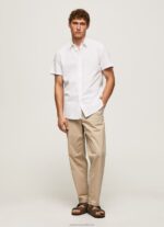 Men White Pepe Jeans Lothersdale Short Sleeved Shirt 60J401069 - Image 2