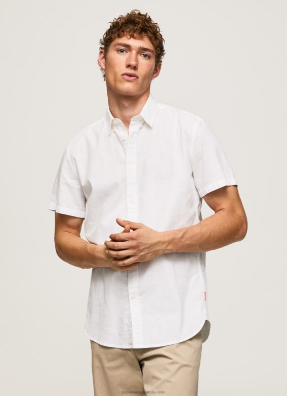 men_white_pepe_jeans_lothersdale_short_sleeved_shirt_60j401069.jpg Men White Pepe Jeans Lothersdale Short Sleeved Shirt 60J401069 - Image 1