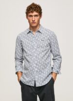 Men White Pepe Jeans Lou Slim Fit Poplin Shirt 60J401070
