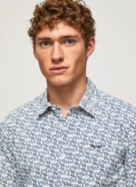 Men White Pepe Jeans Lou Slim Fit Poplin Shirt 60J401070 - Image 3