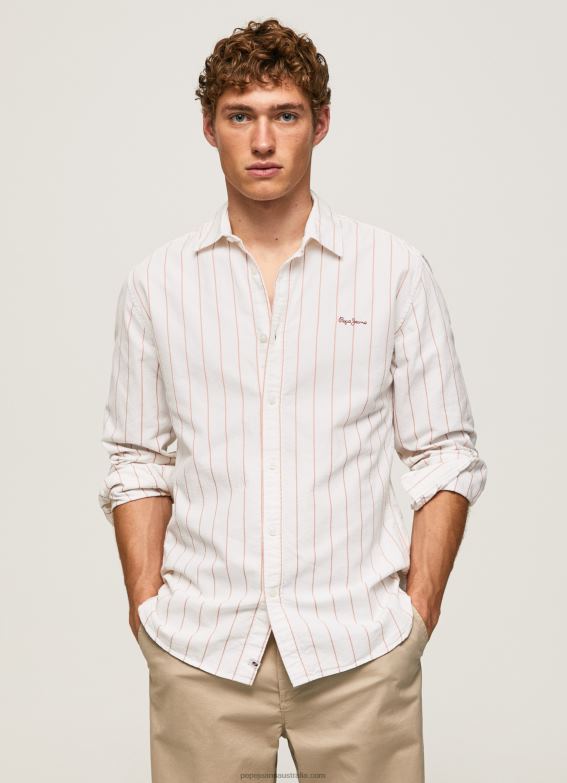 Men White Pepe Jeans Lynton Regular Fit Oxford Shirt 60J401034 - Image 1