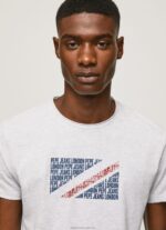 Men White Pepe Jeans Marbled Logo Print T-Shirt 60J40987 - Image 3
