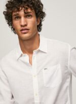 Men White Pepe Jeans Parker Long Sleeved Shirt 60J401073 - Image 3