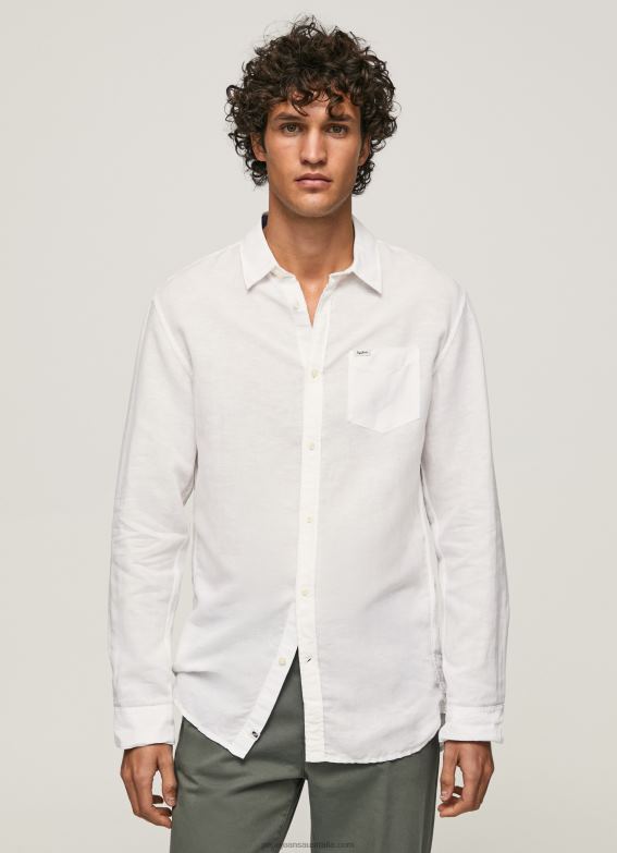 men_white_pepe_jeans_parker_long_sleeved_shirt_60j401073.jpg Men White Pepe Jeans Parker Long Sleeved Shirt 60J401073 - Image 1