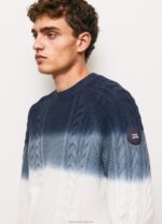 Men White Pepe Jeans Perseo Cable Knit Jersey 60J40851 - Image 3
