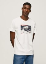 Men White Pepe Jeans Photo Print T-Shirt 60J40955 - Image 3