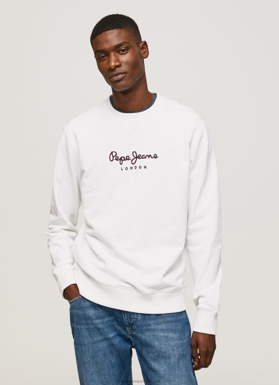 men_white_pepe_jeans_printed_logo_cotton_jumper_60j40880.jpg Men White Pepe Jeans Printed Logo Cotton Jumper 60J40880 - Image 1