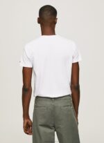 Men White Pepe Jeans Printed Logo Cotton T-Shirt 60J401011 - Image 4