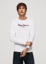 Men White Pepe Jeans Printed Logo Cotton T-Shirt 60J401018 - Image 3