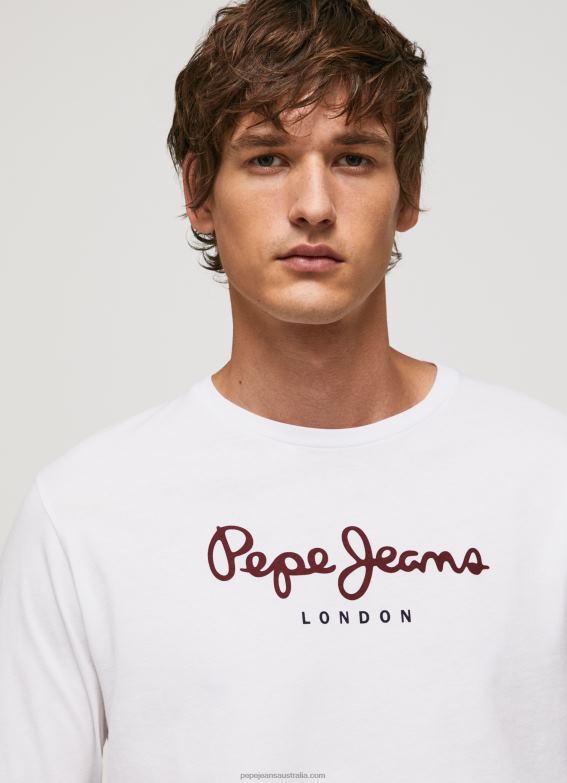 men_white_pepe_jeans_printed_logo_cotton_t_shirt_60j401018.jpg Men White Pepe Jeans Printed Logo Cotton T-Shirt 60J401018 - Image 1