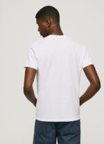 Men White Pepe Jeans Printed Logo Cotton T-Shirt 60J40998 - Image 4