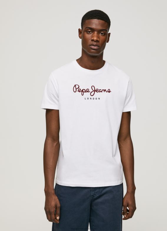 men_white_pepe_jeans_printed_logo_cotton_t_shirt_60j40998.jpg Men White Pepe Jeans Printed Logo Cotton T-Shirt 60J40998 - Image 1