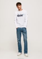 Men White Pepe Jeans Rounded Collar Cotton Jumper 60J40877 - Image 2
