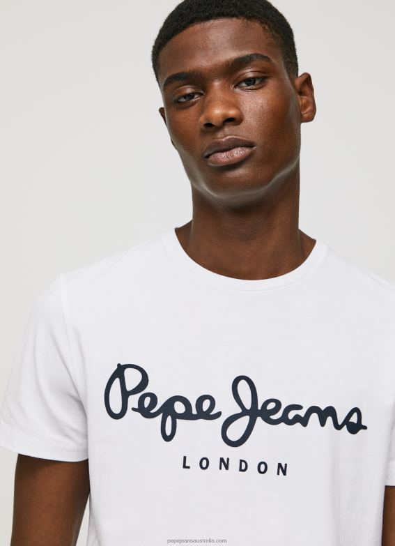 Men White Pepe Jeans Short-Sleeved Cotton T-Shirt 60J401002 - Image 3