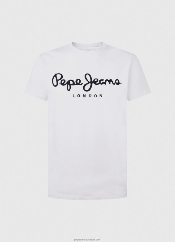 Men White Pepe Jeans Short-Sleeved Cotton T-Shirt 60J401002 - Image 5