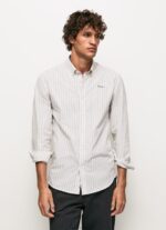 Men White Pepe Jeans Slim Fit Poplin Cotton Shirt 60J401022 - Image 3