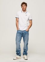 Men White Pepe Jeans Trimmed Cotton Pique Polo Shirt 60J401090 - Image 2