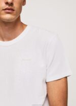 Men White Pepe Jeans Waffle Knit Cotton T-Shirt 60J40960 - Image 3