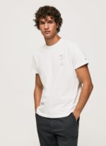 Men White Pepe Jeans Washed And Dyed Cotton T-Shirt 60J40942