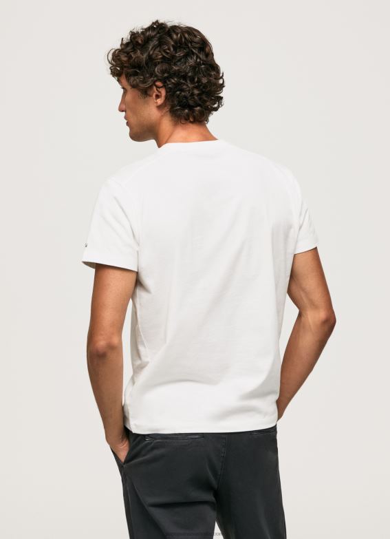 Men White Pepe Jeans Washed And Dyed Cotton T-Shirt 60J40942 - Image 4
