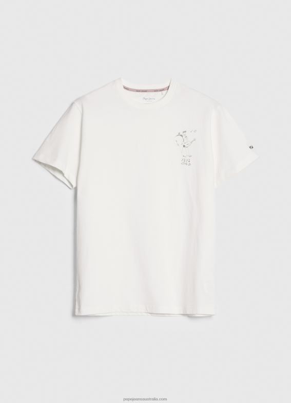 Men White Pepe Jeans Washed And Dyed Cotton T-Shirt 60J40942 - Image 5