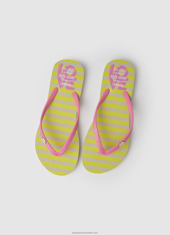 Women Acid Green Pepe Jeans Rake Love Beach Flip Flops 60J40705 - Image 2