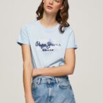Women Bay Pepe Jeans Gradient Logo Cotton T-Shirt 60J40422