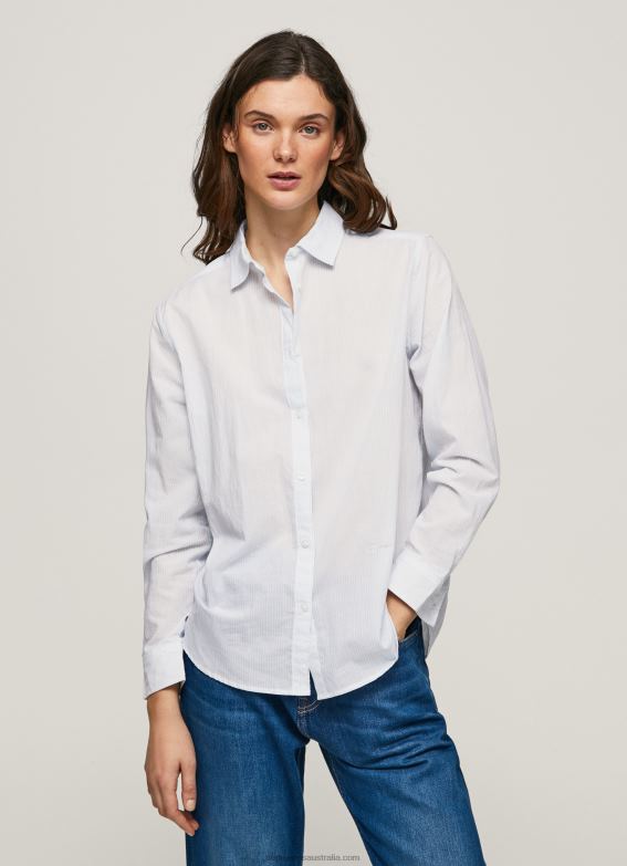 women_bay_pepe_jeans_striped_cotton_voile_shirt_60j40324.jpg Women Bay Pepe Jeans Striped Cotton Voile Shirt 60J40324 - Image 1