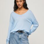 Women Bay Pepe Jeans V Neckline Relaxed Fit Jersey 60J40249