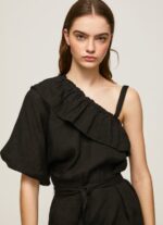 Women Black Pepe Jeans Asymmetrical Dress 60J40200 - Image 3